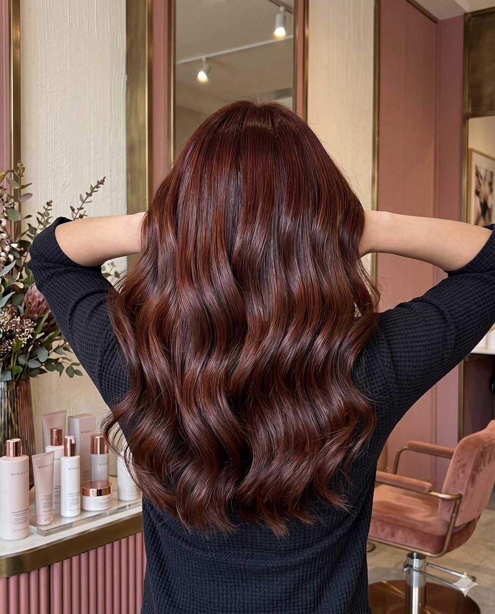 Glossy hair colour and styling at Verma's Cuts & Curls